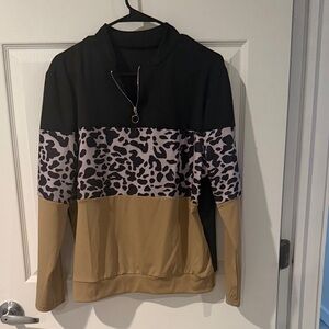 SHEIN Black and Tan Colorblock Sweatsuit